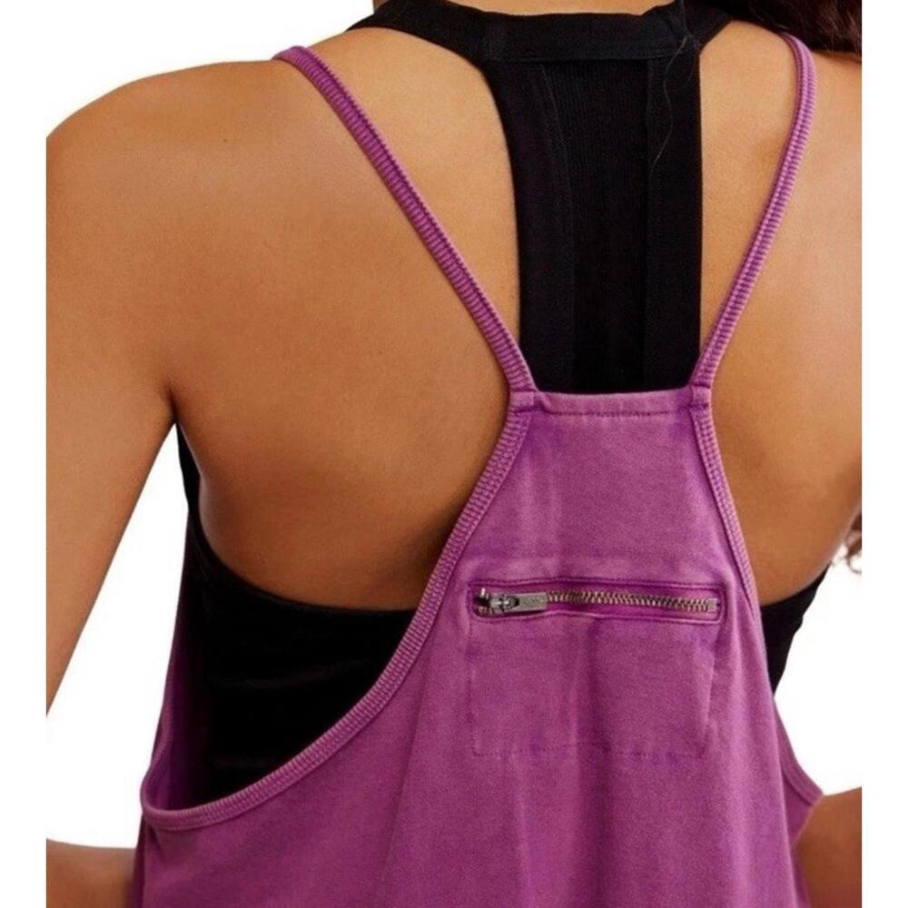 New Free People FP Movement Women's Sz S Hot Shot Jumpsuit Deep Mulberry - Picture 5 of 9